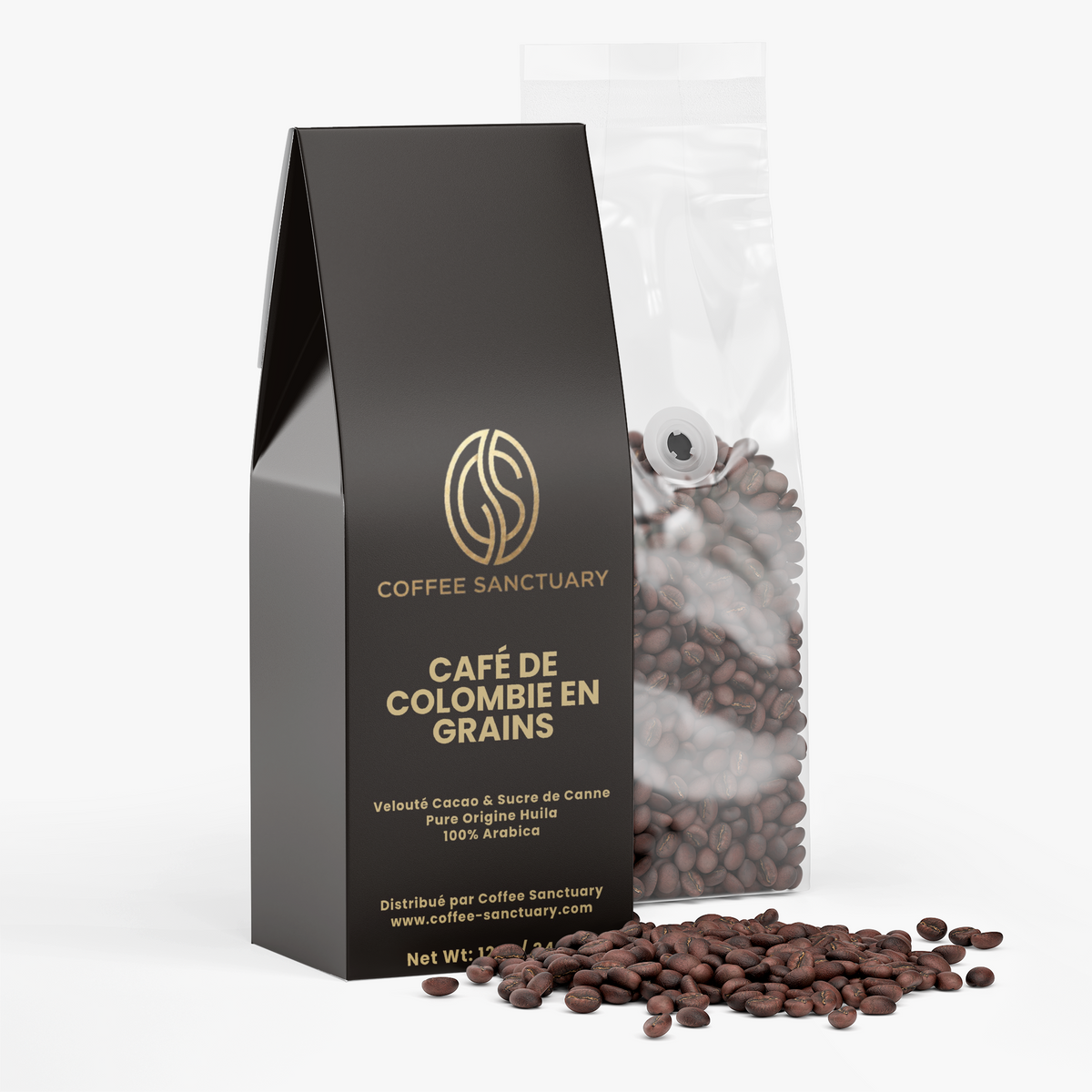 Café de Colombie en Grains Velouté Cacao & Sucre de Canne (340g)