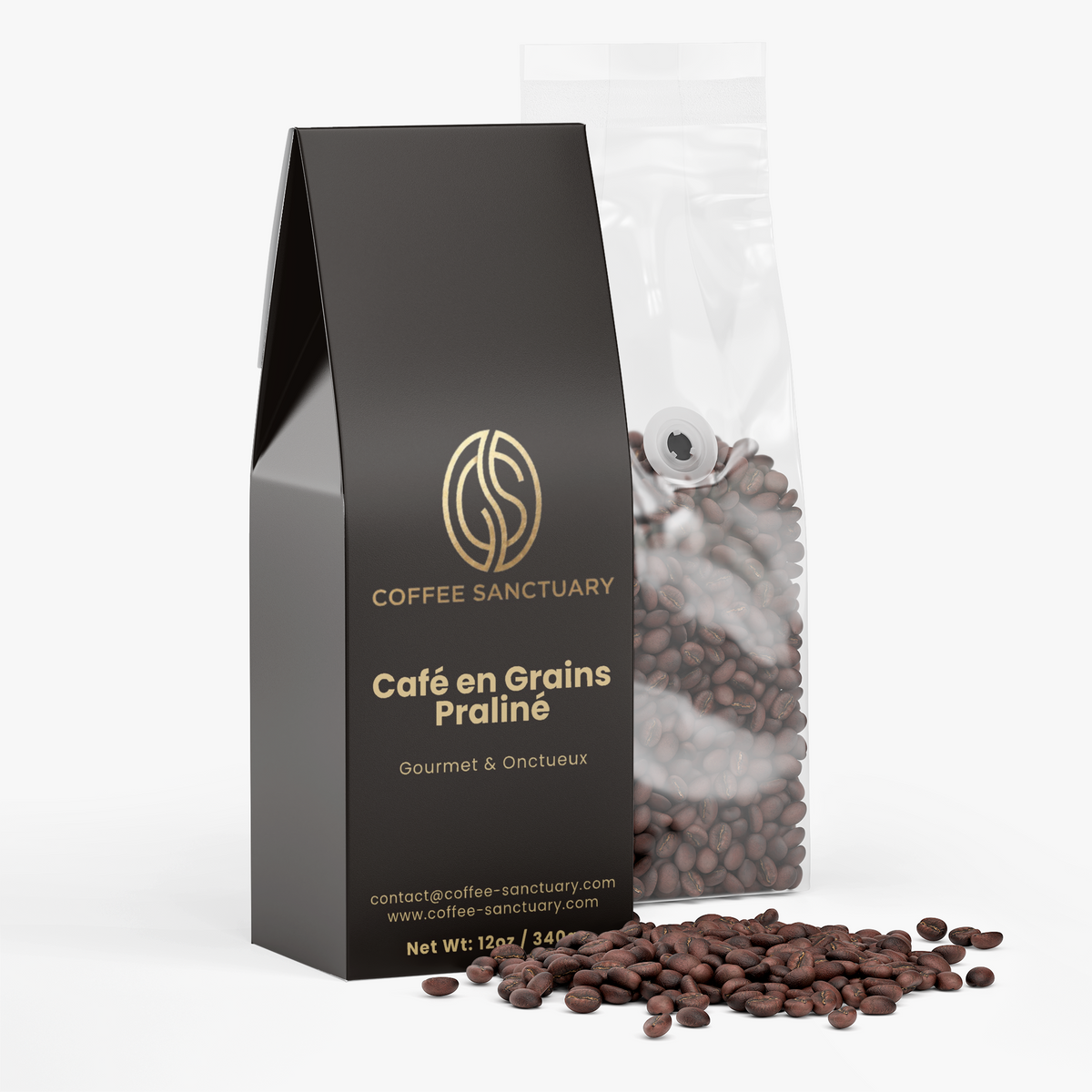 Café en Grains Praliné – Gourmet & Onctueux (340g)