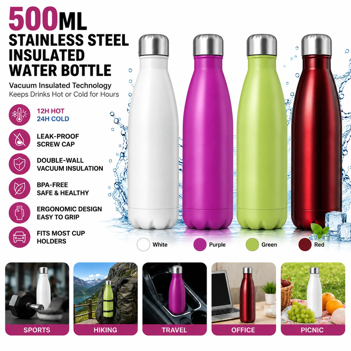 Bouteille Isotherme Profil Goutte 500ml Barista