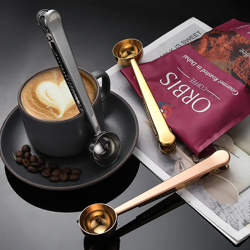 Cuillère Doseuse & Pince Hermétique en Acier Inox Barista