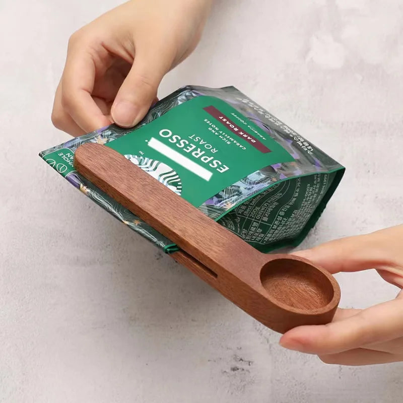 Cuillère Doseuse & Pince à Sachets en Bois (lot de 5)