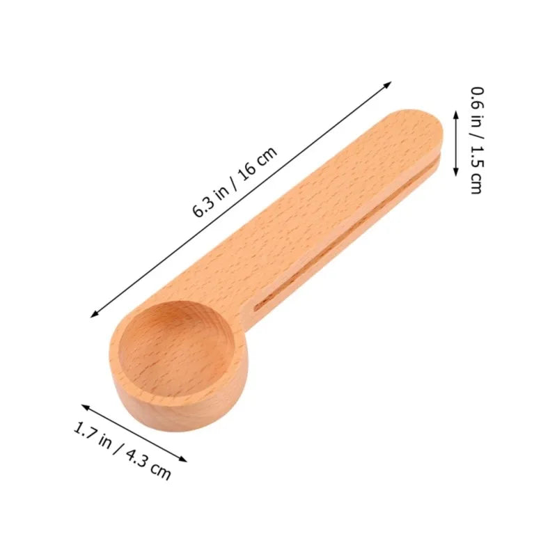 Cuillère Doseuse & Pince à Sachets en Bois (lot de 5)