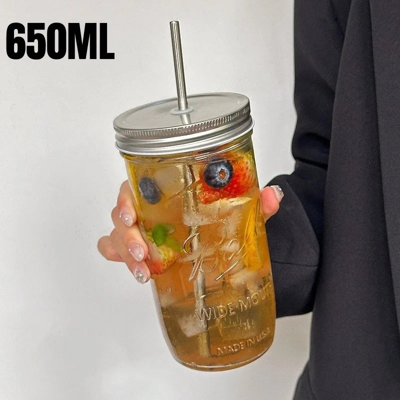 Verre Canette Strié Barista & Couvercle Bambou
