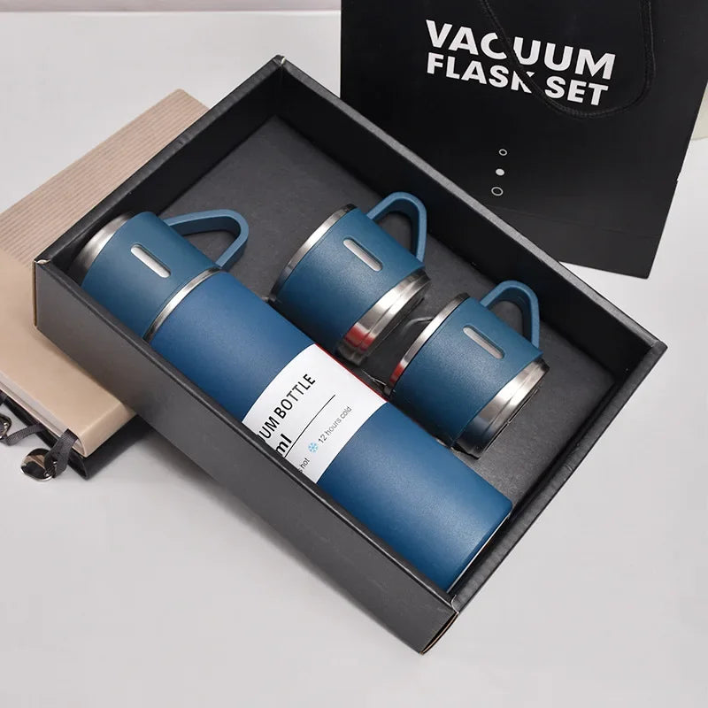 Coffret Cadeau Thermos Isotherme & 2 Tasses Assorties 500ml