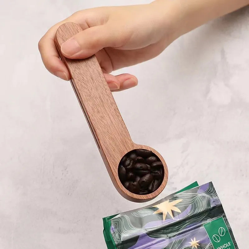 Cuillère Doseuse & Pince à Sachets en Bois (lot de 5)