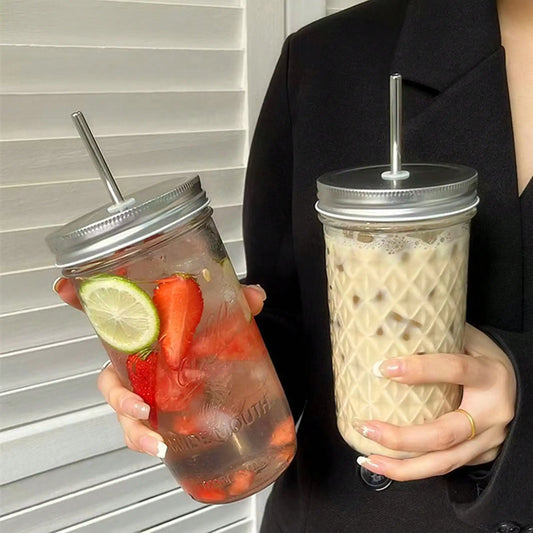 Verre Canette Strié Barista & Couvercle Bambou